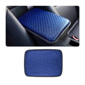 8sanlione Car Center Console Cushion Pad, 11.8"x8.3" Waterproof Non Slip PU Leather, Auto Armrest Seat Box Cover Protector for Men Women, Vehicle Interior Accessories for SUV, Truck, Van (Blue)