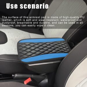 Car Center Console Cushion Pad, Accessories Interior Protection Universal Leather Waterproof and Anti-scratch Armrest Seat Box Cover Profector for Most Car,SUV, Vehicle (Blue)