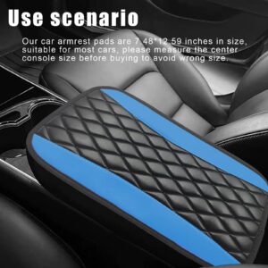 Car Center Console Cushion Pad, Accessories Interior Protection Universal Leather Waterproof and Anti-scratch Armrest Seat Box Cover Profector for Most Car,SUV, Vehicle (Blue)