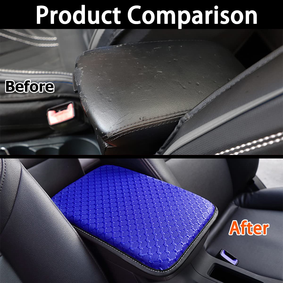 Blilo Car Center Console Pad, Waterproof PU Leather Car Armrest Seat Box Cover, Vehicle Central Control Cushion Protector, Car Interior Decor Accessories for Most Vehicle, SUV, Truck (Blue)