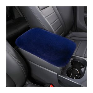 fluffy car armrest cover, universal car center console pad, car armrest seat box cover decor accessories for women men, armrest seat box cover protector for most vehicle, suv, truck, car (blue)