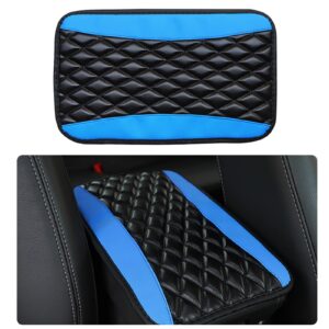 pincuttee pu leather console armrest cover 1pc, car center console pad cover,universal armrest box mat,waterproof armrest cover center console pad(12.6"x7.5", blue)