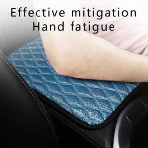 Zufoty Car Armrest Cover, Car Armrest Seat Box Cover, Car Center Console Cushion Pad, Waterproof Non Slip Interior Accessories, Shiny Armrest Storage Box Mat Universal for SUV Truck Van (Blue)