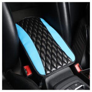 nhhc car center console pad,comfortable pu leather car armrest cushion,waterproof and anti-scratch car interior accessories universal for suv/truck/car (blue)