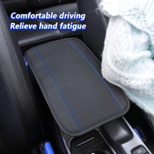 OFBAND Car Four-Season Universal Armrest Box Mat,Fiber PU Leather Embossing,Car Armrest Seat Cover Soft Leather Waterproof Armrest Cover Center Console Mat (Blue)