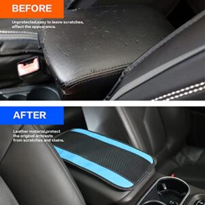 Car Armrest Cushion,Waterproof Car Center Console Cover,Universal Armrest Box Mat,PU Leather Embossed Car Armrest Cover Car Center Console Pad,Car Accessories Interior Protection for Car (Blue)