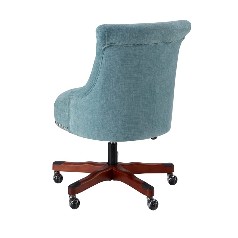 BOWERY HILL Traditional Fabric Armless Office Chair in Aqua Blue/Chrome