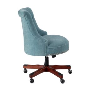 BOWERY HILL Traditional Fabric Armless Office Chair in Aqua Blue/Chrome