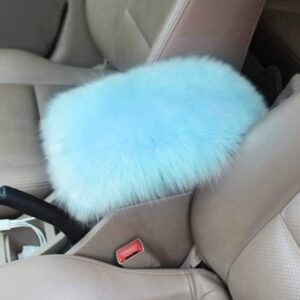 TOTMOX Center Console Cushion Pad Armrest Pad, Furry Armrest Cover, Car Interior Accessories, Blue