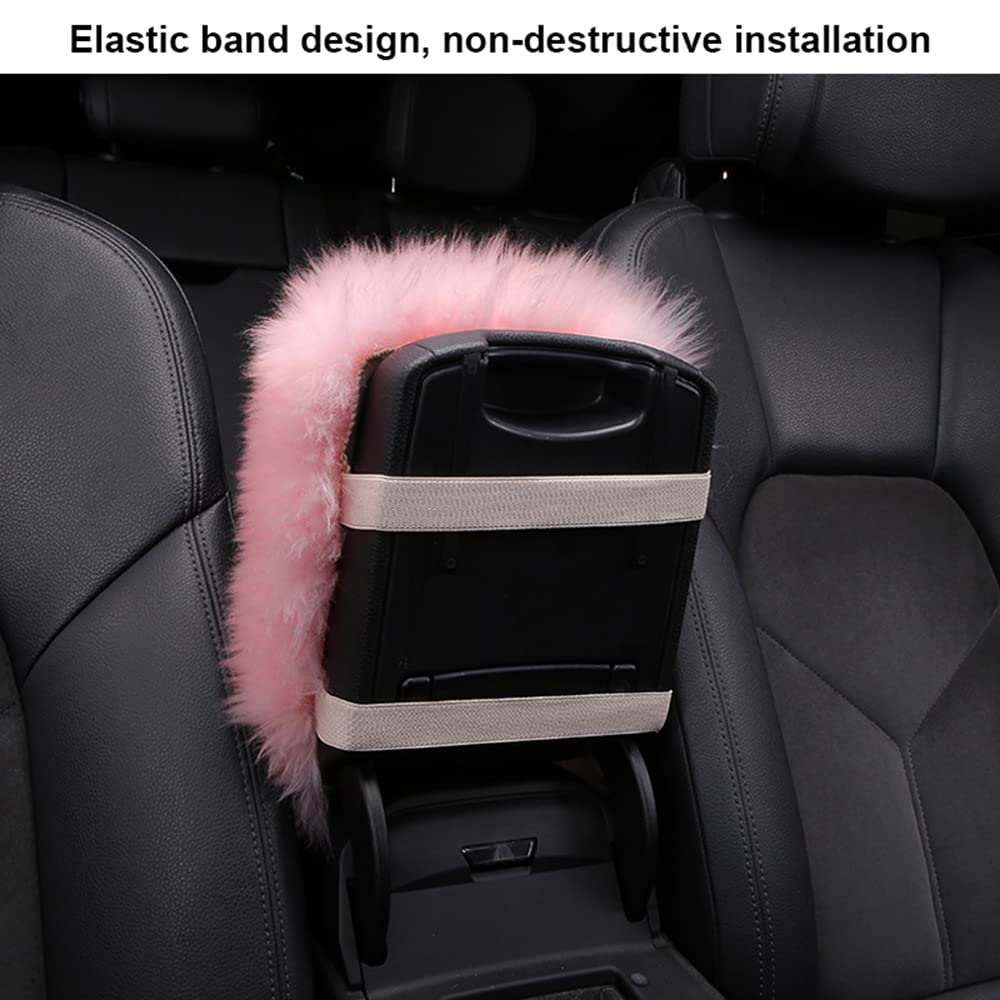 TOTMOX Center Console Cushion Pad Armrest Pad, Furry Armrest Cover, Car Interior Accessories, Blue