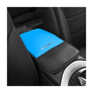 8sanlione car center console pad, pu leather armrest storage box protector mat, waterproof auto arm rest seat box cushion cover, universal car accessories decoration for suv, truck, sedan (blue)