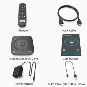 ClonerAlliance UHD Pro, 4K Video Recorder, HDMI Capture DVR with H.265/H.264 Codec, Cinematic 4K@24fps Recording(Up to 4K@30fps), No PC Required.