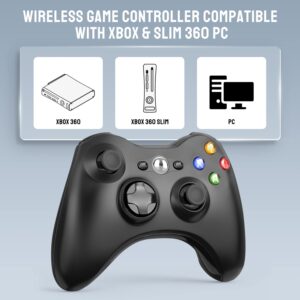 ASTARRY Wireless Controller Compatible with Xbox 360, 2.4GHZ Game Controller Gamepad Joystick Compatible with Xbox & Slim 360 PC Windows 7, 8, 10 (BLACK)