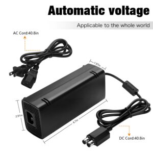 YCCTEAM AC Adapter for Xbox 360 Slim, Power Supply with Cord Replacement Charger Power Brick for Xbox 360 Slim Console Low Noise Version