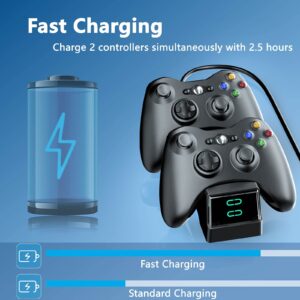 Controller Charger Station for Xbox 360,BOFFO Dual Charging Dock with 2pcs 1200mAh Rechargeable Battery Packs and a Charging Cable