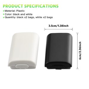 Battery Pack Cover for Xbox 360, Replacement Battery Pack Cover Shell Repair Part Compatible with Xbox 360 Wireless Controller(4 Pack, Black, White)