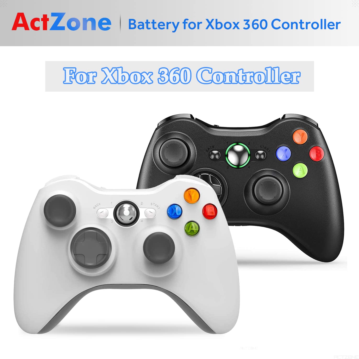 ActZone 2pcs 3600mAh Rechargeable Ni-MH Battery Replacement for Xbox 360 Wireless Controller