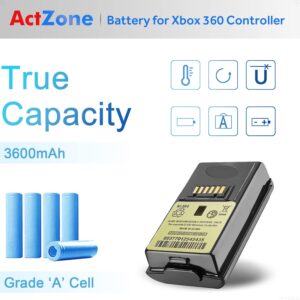 ActZone 2pcs 3600mAh Rechargeable Ni-MH Battery Replacement for Xbox 360 Wireless Controller