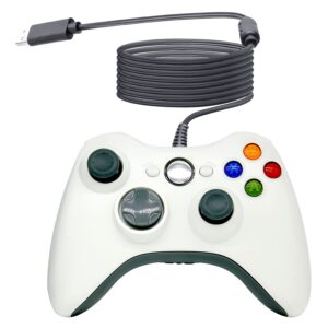 ostent wired usb controller gamepad joystick for microsoft xbox 360 console windows pc laptop computer video game color white