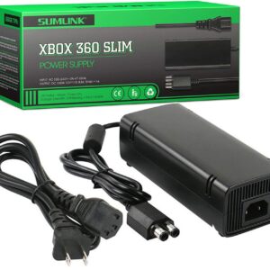 [Updated Version] Power Supply Charger Cord for Xbox 360 Slim Auto Voltage (Black)