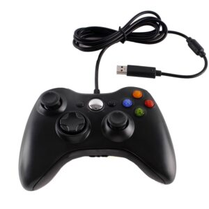 wired usb game controller gamepad game joystick joypad for microsoft xbox 360/slim & windows pc (black)