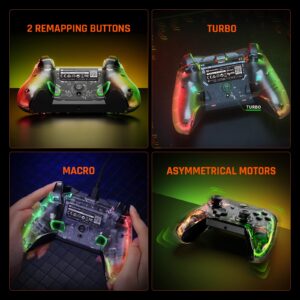 BIGBIG WON Wired Controller, Rainbow Lite PC Controllers for Gaming RGB Light, Custom Buttons, Macro, Turbo, Dual Shock Controller for Switch/Win10&11 PC Game Controller