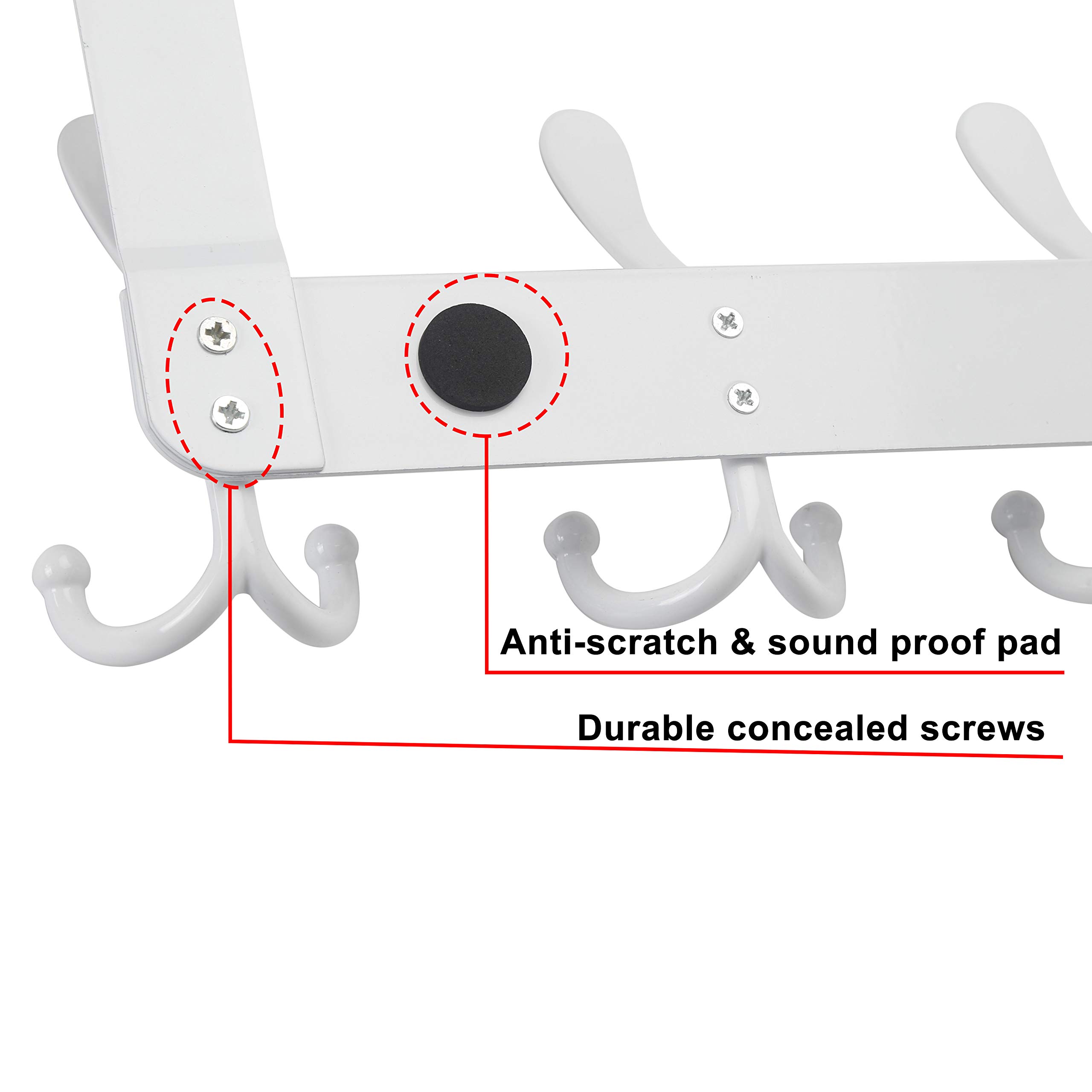 Dseap 5 Tri Over The Door Clothes Hanger and Towel Rack, Heavy Duty White