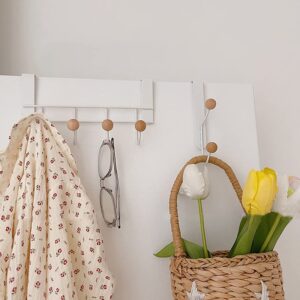 ROTATE COLOR Over The Door Hooks, 2 Packs Sturdy Metal Over Door Coat Rack Door Coat Hanger for Hanging Clothes Hats Robes Towels Purses, Behind Back of Bathroom Bedroom - White