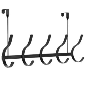 richards over the door hooks - stainless steel and heavy-duty hanger for clothes, coat, towel, bag, robe, hat and purse | 17x3x10 inches | austin - black