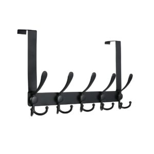 vaeheyk over the door hooks,over the door towel rack,coat rack for hanging clothes hat towels,door hanger-5 hooks(black 1pcs)