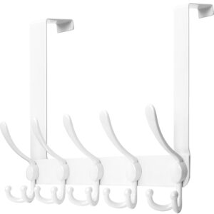 WEBI Over The Door Hook,Door Hanger,Triple Door Hooks for Hanging White Over The Door Towel Rack,Door Coat Hanger,Over Door Coat Rack for Clothes,Towels,Back of Bathroom