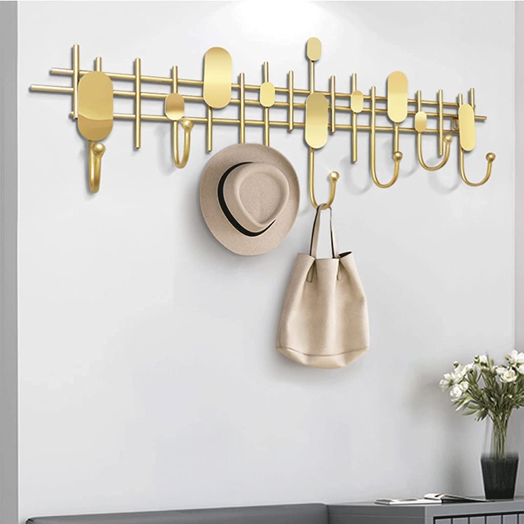 EAUSO Coat Hooks Wall Mounted Metal Coat Hook Wall Mounted Coat Rack Hanger Golden Heavy Duty Entrance Hook for Clothes Hat Key Towel and Bag Wall Hooks Door Hooks Coat Rack (Size : 7hooks) 7hooks