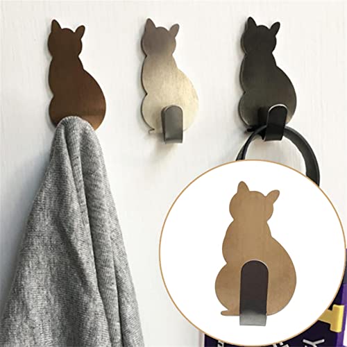 Coat Hangers Coat Hooks Wall Mounted 2pcs Self Adhesive Hooks Cat Pattern Storage Holder for Bathroom Kitchen Hanger Stick on Wall Hanging Door Clothes Towel Racks Wall Mounted Modern Coat Rack