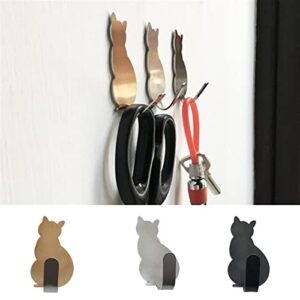 Coat Hangers Coat Hooks Wall Mounted 2pcs Self Adhesive Hooks Cat Pattern Storage Holder for Bathroom Kitchen Hanger Stick on Wall Hanging Door Clothes Towel Racks Wall Mounted Modern Coat Rack