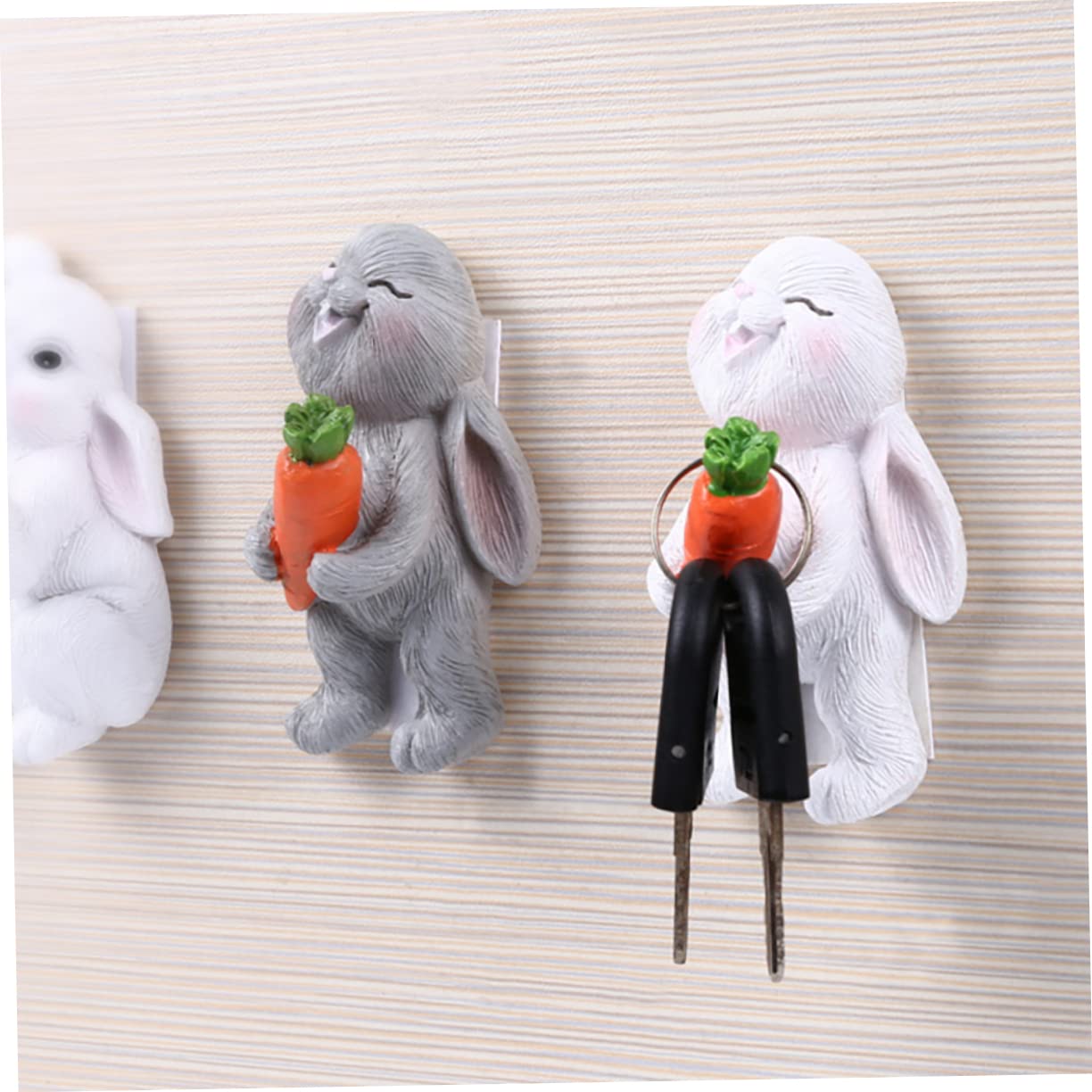 Zerodeko 2pcs Cute Clothes Hook Over Cabinet Rabbit Hooks Over Door Hook Entryway Wall Hangers Bag Wall Hook Hanger Towels Hanging Robe Hook Rustic Wall Coat Rack White Cartoon Wall Mount