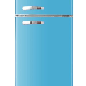 RCA RFR786-BLUE 2 Door Apartment Size Refrigerator with Freezer, 7.5 cu. ft, Retro Blue