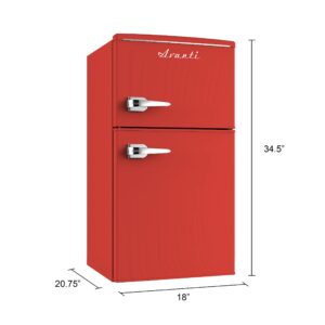 Avanti RMRT30X5R-IS Mini Fridge with Freezer 3 Cu. Ft. Capacity Retro-Styled for Home Office or Dorm, Manual Defrost and Adjustable Temperature, 3 Cu.Ft, Red