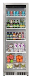 edgestar vbm101 22 inch wide 10.1 cu. ft. commercial beverage merchandiser with temperature alarm and reversible door - stainless steel