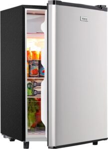 wanai mini fridge with inner freezer 3.2 cu.ft single door small refrigerator energy-efficient, low noise, mini fridge for bedroom dorm and office silver