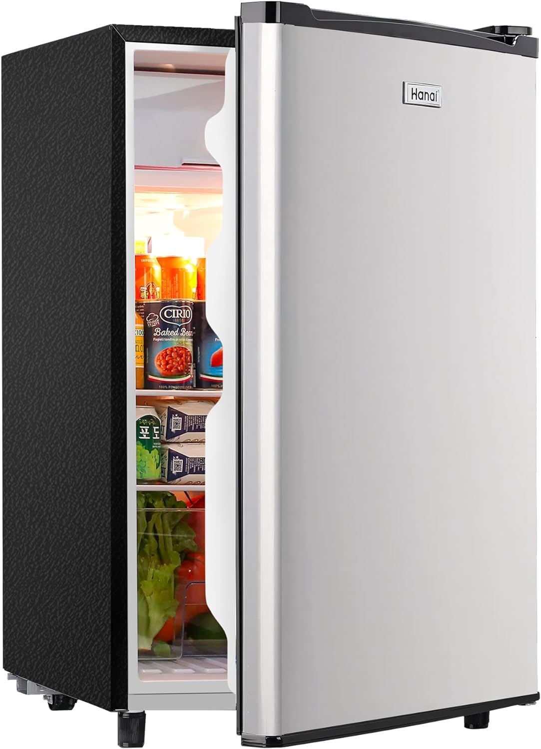 WANAI Mini Fridge With Inner Freezer 3.2 Cu.Ft Single Door Small Refrigerator Energy-efficient, Low Noise, Mini Fridge For Bedroom Dorm and Office Silver