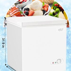 KRIB BLING 7.0 Cu.Ft Chest Freezer Compact Mini Deep Freezer with Top Open Door 7 Gears Temperature Control with Removable Storage Basket White