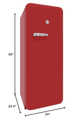 BRAMA Retro Fridge with Top Freezer 9.9 Cu.Ft. Full Refrigerator for Apartment, Condo, House, Kitchen, 24-Inch, Red