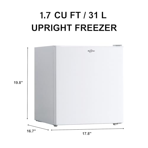 Koolatron 1.7 Cu Ft Compact Fridge With Freezer, White, Compressor Mini Fridge, Reversible Door, Flat Back, Removable Shelf, For Snacks, Frozen Meals, Beverages, Beer, College Dorm, Office, Rec Room