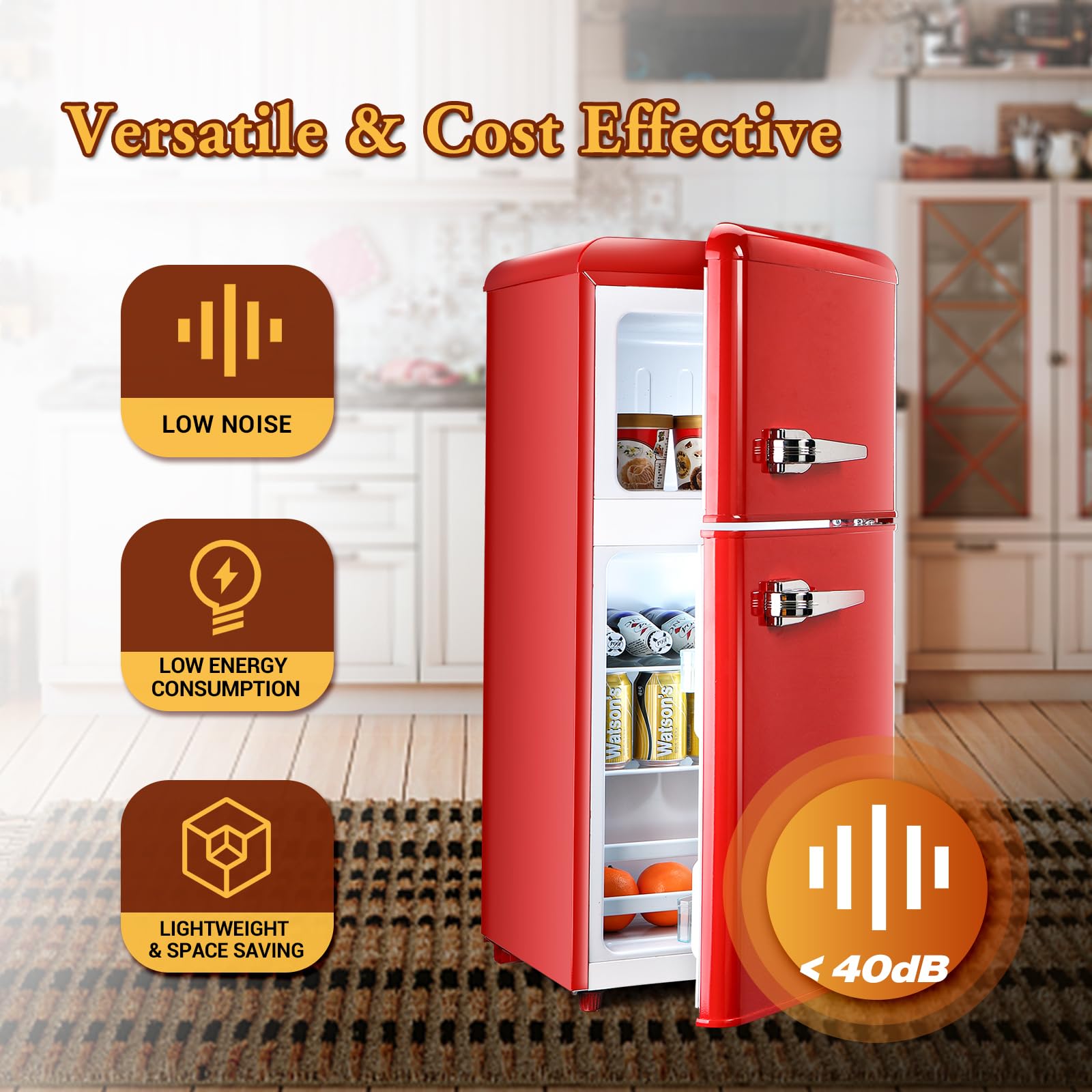 HOPDAY FLS-80G-RED Retro Compact Refrigerator, Red