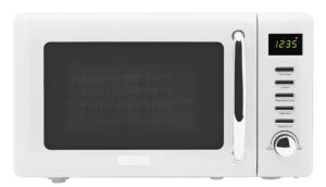 haden heritage vintage 0.7 cubic foot 20 liter 700 watt countertop microwave oven kitchen with turntable and 5 power levels, ivory white