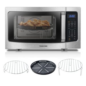 toshiba 4-in-1 ml-ec42p(ss) countertop microwave oven, smart sensor, convection, air fryer combo, mute function, position memory 13.6" turntable, 1.5 cu ft, 1000w, silver