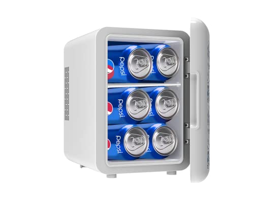 CURTIS MIS150PEP Pepsi Cola Retro, Mini Portable Compact Personal Fridge Cooler, 4 Liter Capacity Chills Six 12 oz Cans, 100% Freon-Free & Eco Friendly, 6, Blue/White