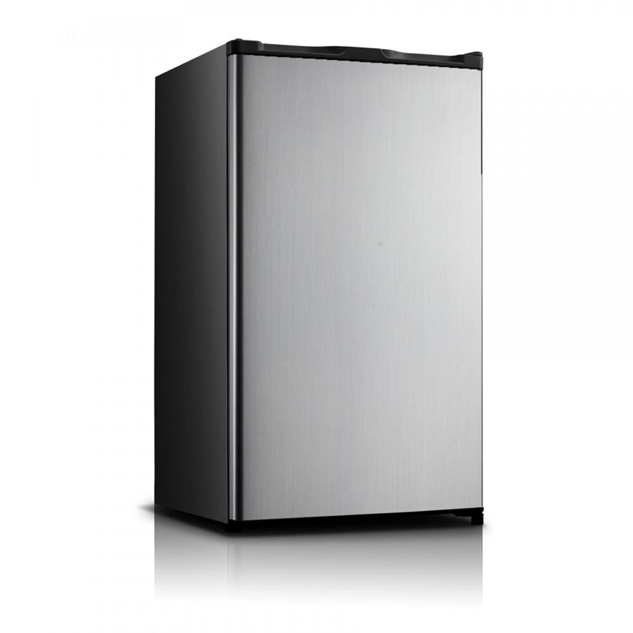 Impecca Compact Refrigerator Reversible Door with Glass Shelves Classic Refrigerator, Single Door Mini Fridge with Soft-Freezer, 3.3 Cubic Feet, Stainless