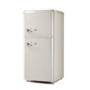 hopday fls-80g-cream retro compact refrigerator, cream