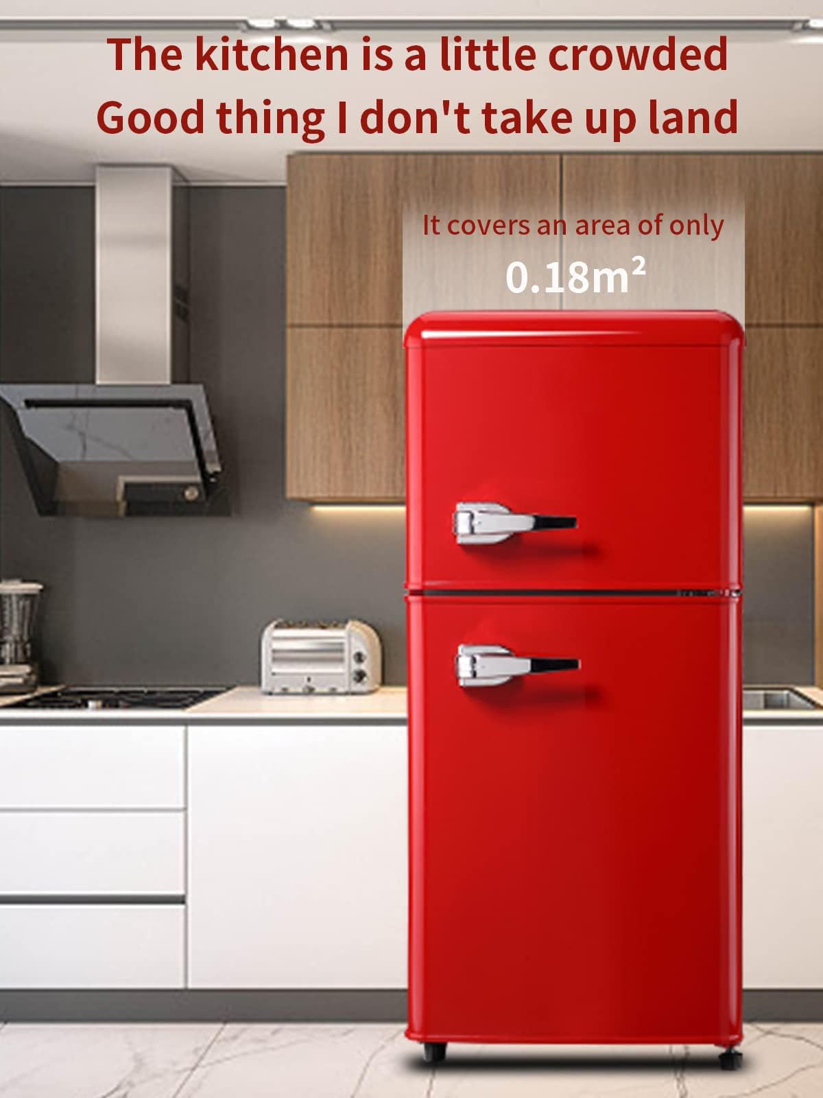 HOPDAY FLS-80G-RED Retro Compact Refrigerator, Red